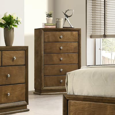 Furniture of America Igala Walnut Wood 5-Drawer Oversized Chest
