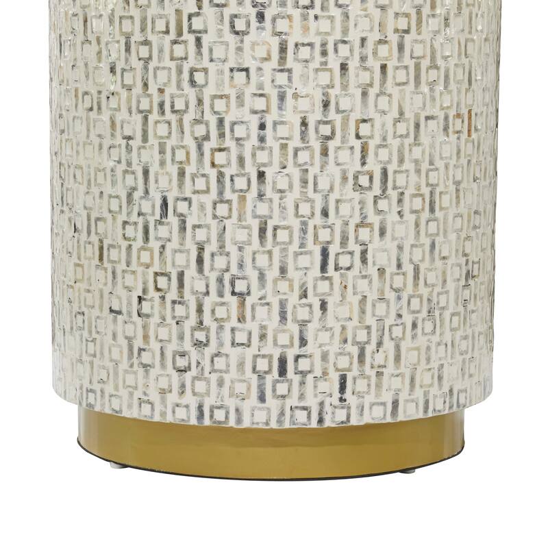 Mother of Pearl Shell Geometric Accent Table with Gold Base - White, Gray or Black - Roche River Decor