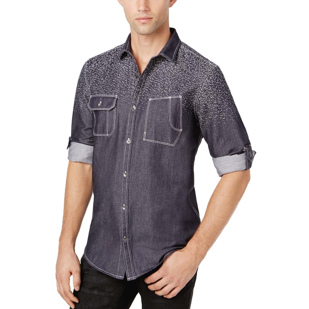 INC International Concepts Mens Shine-Trim Long-Sleeve Shirt