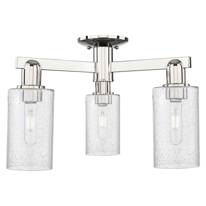 Innovations Lighting Endless Possibilities Arcadia - Clymer - 3 Light 21" Semi-Flush Mount - Polished Nickel/Seedy