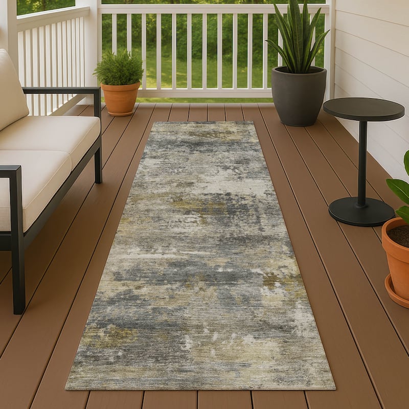 Machine Washable Indoor/ Outdoor Modern Blend Chantille Rug - Pewter - 2'3" x 7'6"