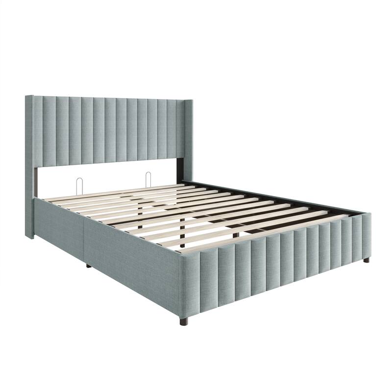 CraftPorch Minimalist Wingback Platform Lift Up Storage Bed