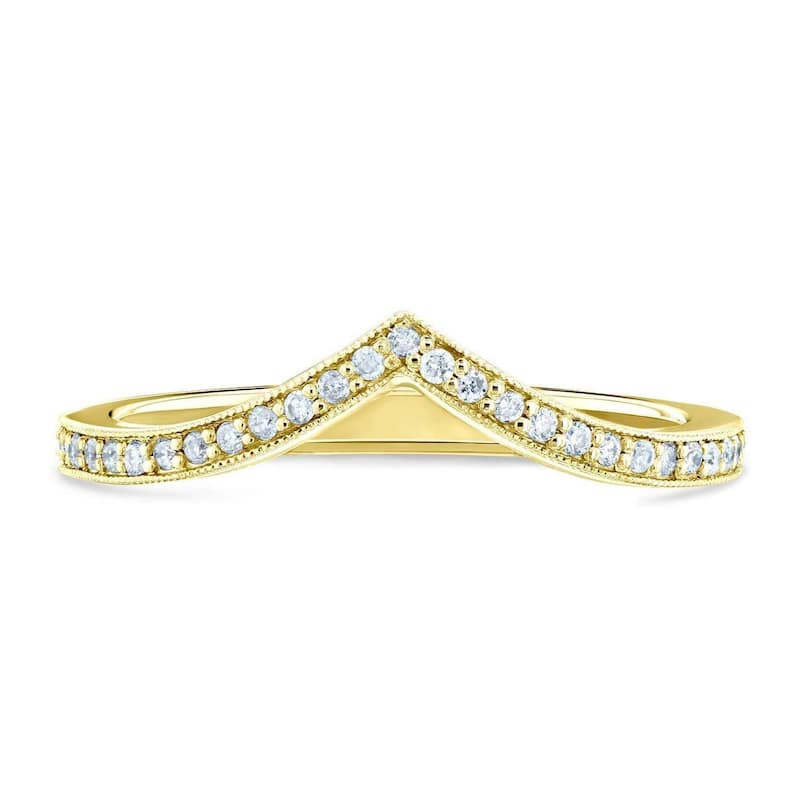 Kobelli 0.17 Carats Lab Grown Diamond 14k Solid Gold Chevron V-Shape Venus Wedding Ring (DEF/VS)