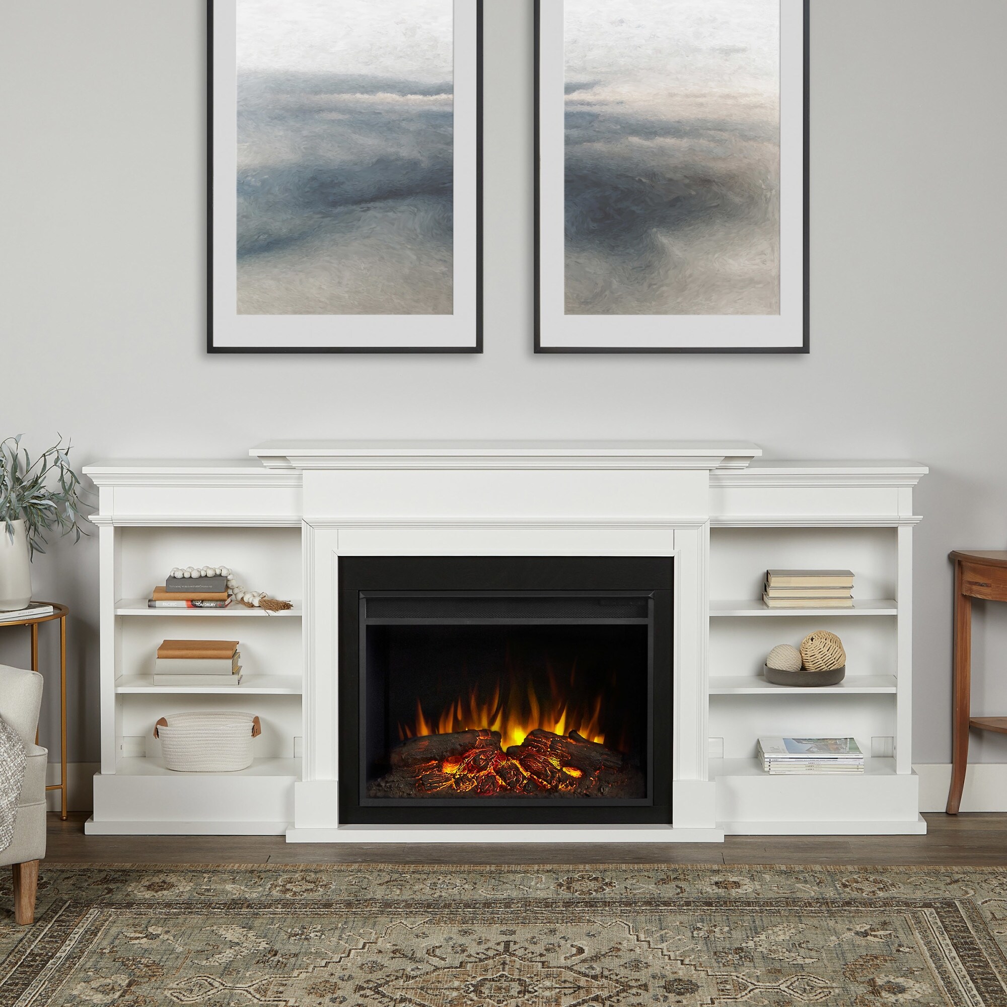 Shop Real Flame 7190e Ashton 93 Wide Media Console With 5000 Btu 1500w White Overstock 29866913