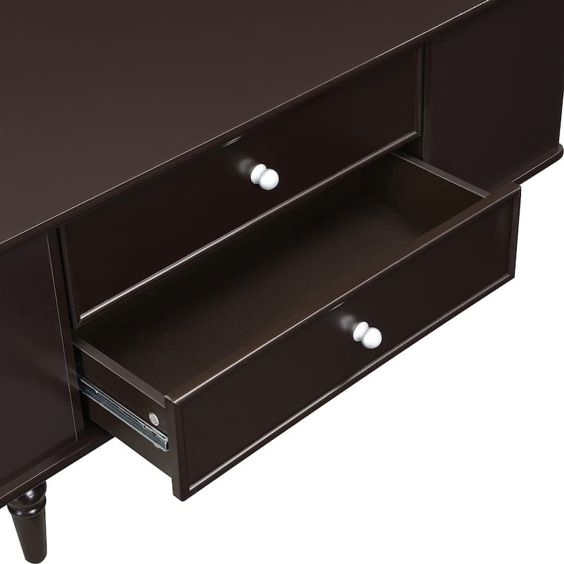 Modern Coffee Table with Two Side Hidden Storage Cabinet, Wood End Table Office Table with Two Drawers