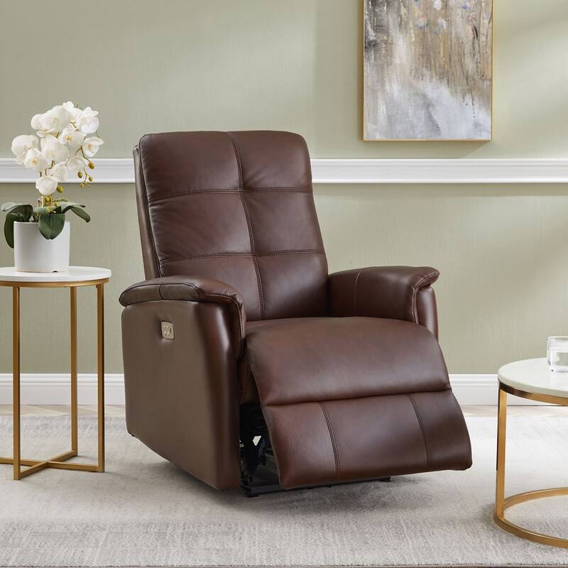 Hydeline Logan Power Headrest Top Grain Leather Recliner Chair