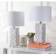 preview thumbnail 8 of 7, SAFAVIEH Lighting 27-inch Grey Diamonds Table Lamp (Set of 2) - 15"x15"x27"