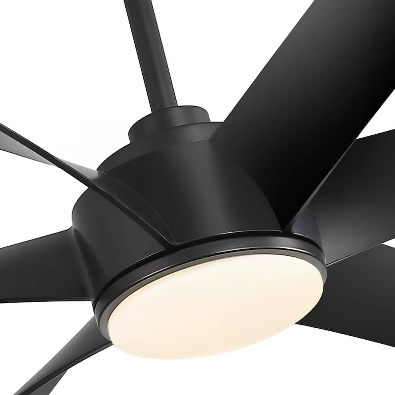 65-inch Black 6-Blade LED Ceiling Fan with Light and Remote