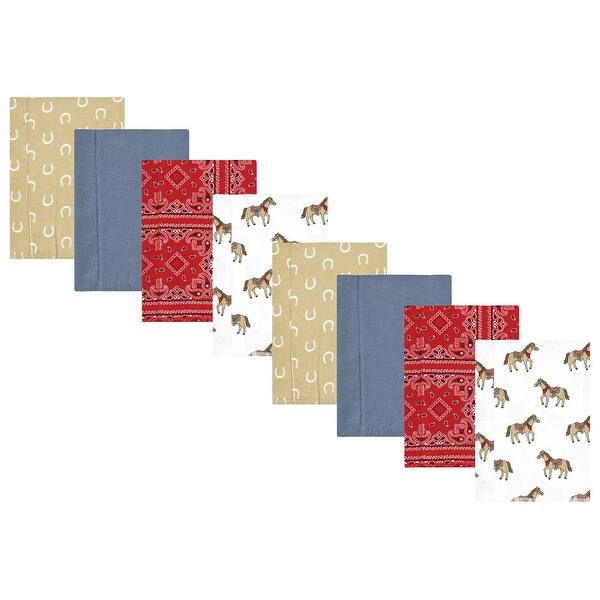 slide 1 of 1, Hudson Baby Cotton Poly Flannel Burp Cloths 8-Pack, Cowboy, One Size - Cowboy 8-Pack - One Size One Size - Cowboy 8-Pack