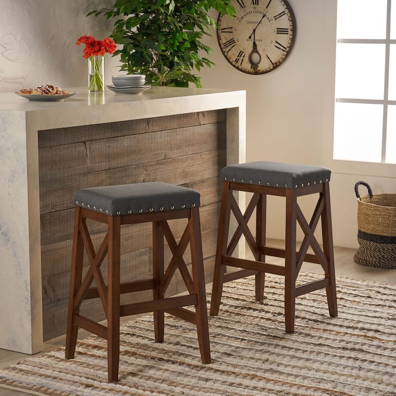 Saddle barstool set of 2 - Charcoal
