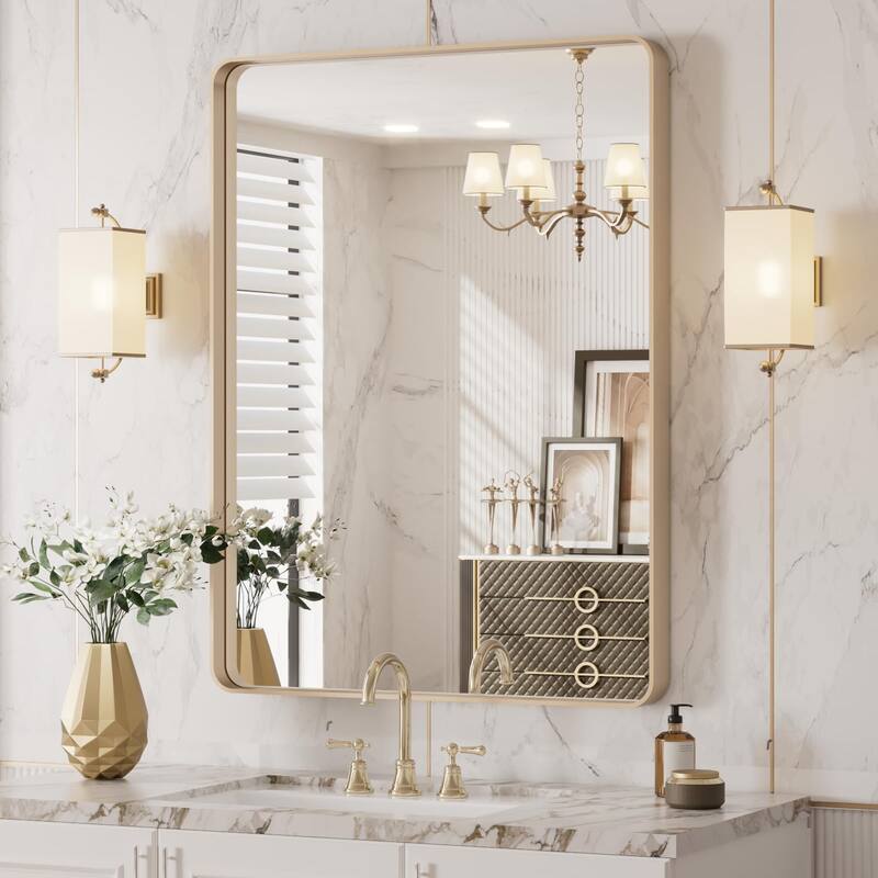 36x30 Inch Brushed Nickel Aluminium Frame Bathroom Mirror - Brushed Nickel