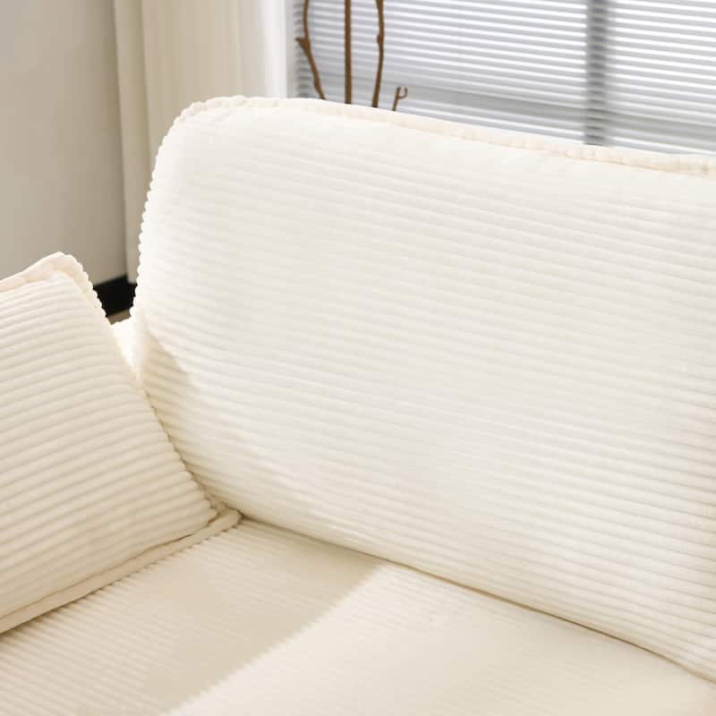 Corduroy Modular Lovesear Sectional Sofa Deep Seat Couch with Pillows