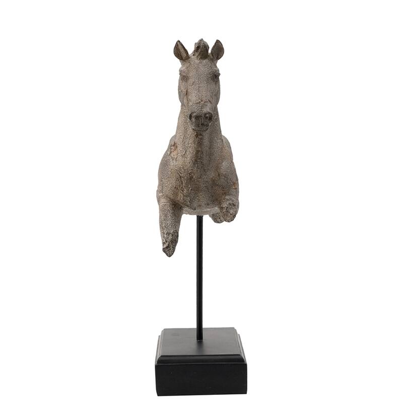 Antique Style Horse Statue on Stand - 17" - Gray
