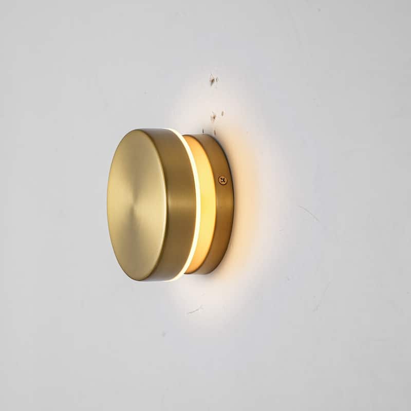 4.7" 1-Light Minimalist Circle Round Brass Integrated LED Wall Sconce Ambient Accent Light for Hallway/Vanity