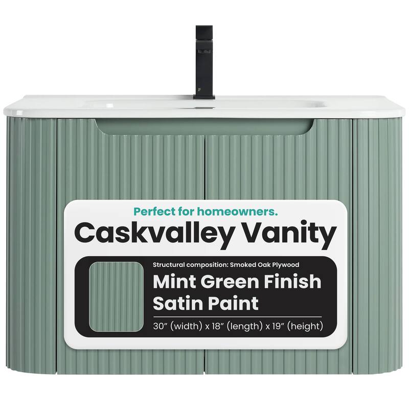 Caskvalley Modern Bathroom Vanity with Straight Fluted Design - Sink Included