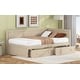 preview thumbnail 6 of 28, Twin Size Daybed with 2-Storage Drawers and Guardrail, Solid Pine Frame, No Box Spring Required, Beige Vintage Style for Bedroom