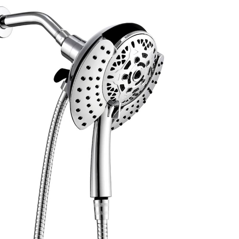 YASINU Hand Held Shower Head & Rain Shower Head 2-IN-1 Shower Head - Chrome/Clear