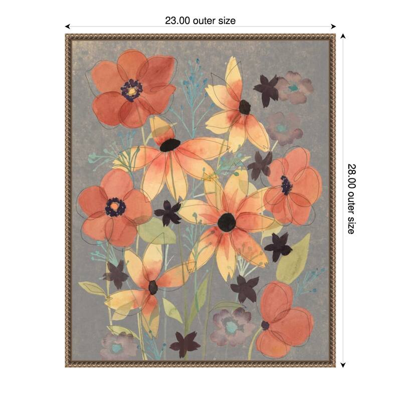 Offset Botanicals No. 1 by Grace Popp Framed Canvas Wall Art Print - Plastic - 23 x 28 in - Gold