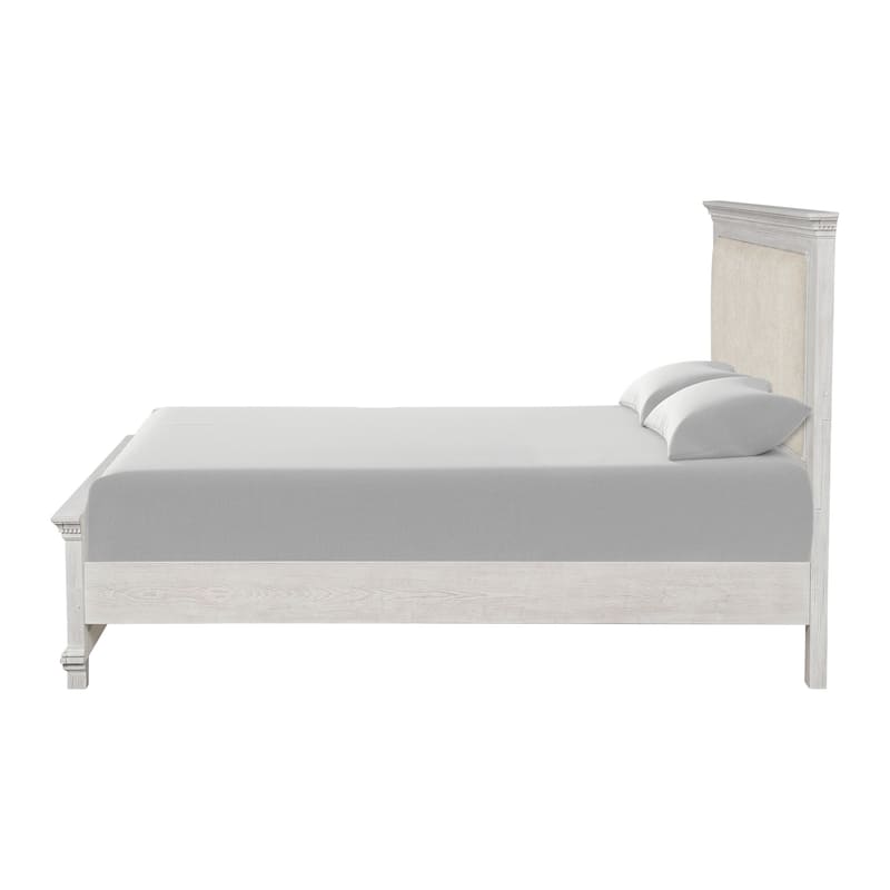 Furniture of America Eleanor Modern Rustic 4-Piece Weathered Grey Wood Panel Bedroom Set with Dentil Molding