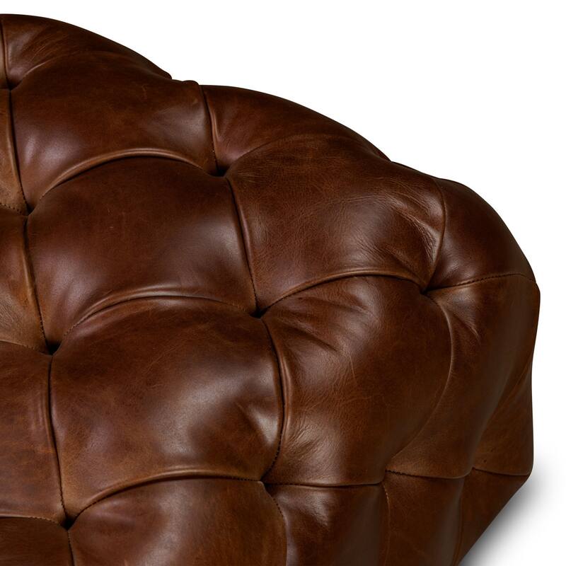 Poly & Bark Turin Leather Ottoman in Cognac Tan