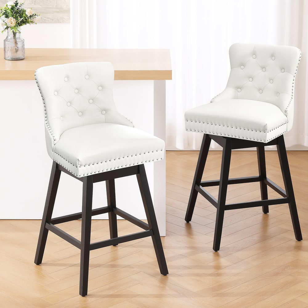 26"/30" Faux Leather Swivel Counter or Bar Height Stools, Set of 2