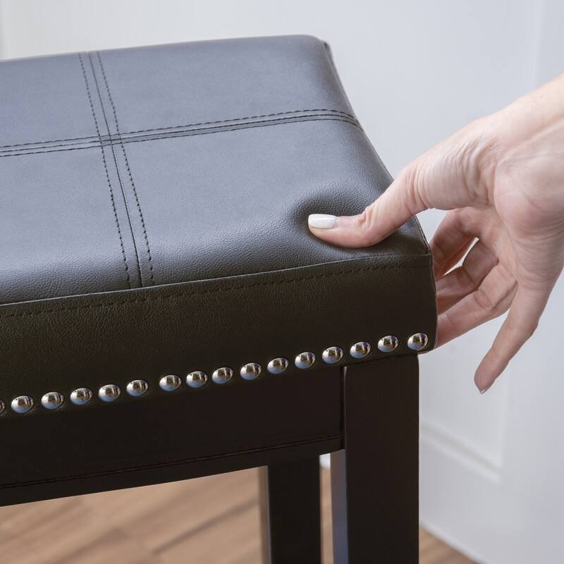 Linon Willamette Black Faux Leather Backless Counter Stool
