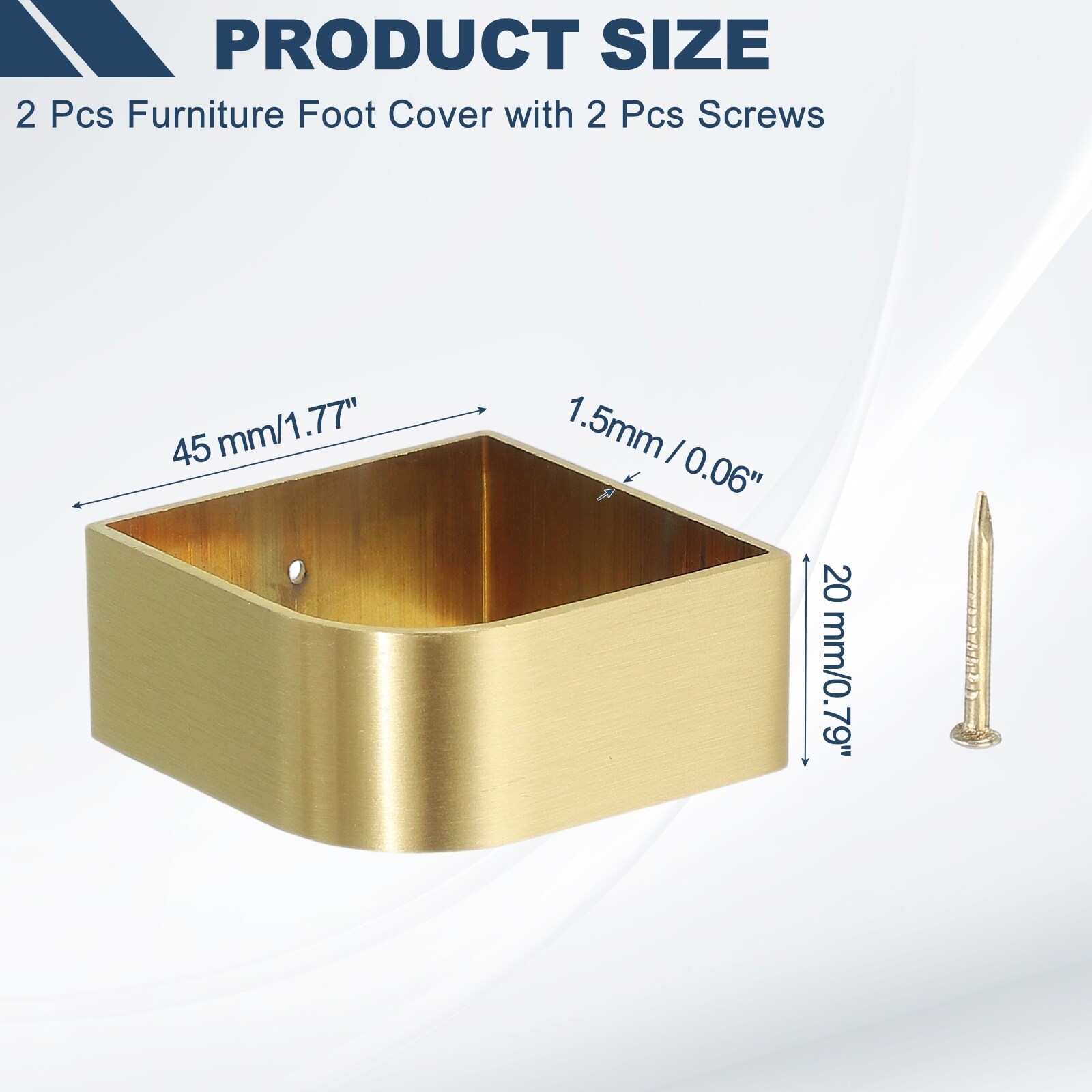 Brass Furniture Foot Cover, U-shaped Furniture Pads Leg Cover Gold Table Foot Cap Floor Protector for Chair, Table, Sofa, Bed