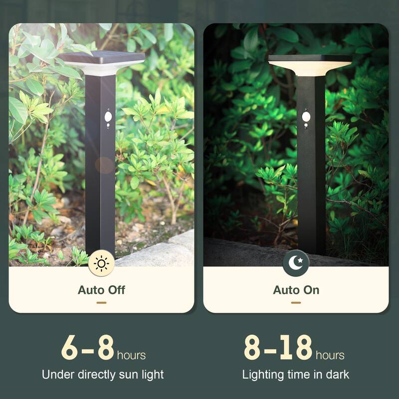 Solar Path Light Motion Sensor Dusk to Dawn Landscape Driveway Light Wireless Bollard Light