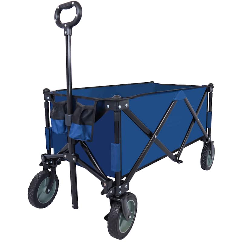 Utility Collapsible Folding Wagon Cart Heavy Duty Foldable, Beach Wagon - Blue