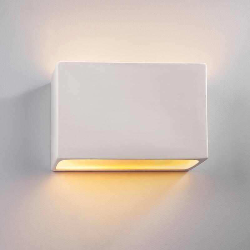 Justice Design Group Ambiance ADA Outdoor Large Ceramic Rectangle Wall Sconce with Open Top & Bottom