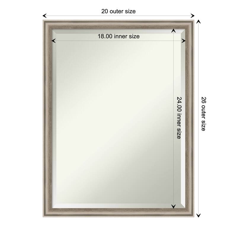 Salon Scoop Beveled Wood Framed Wall Mirror - Salon Scoop Pewter - Glass Size 18x24