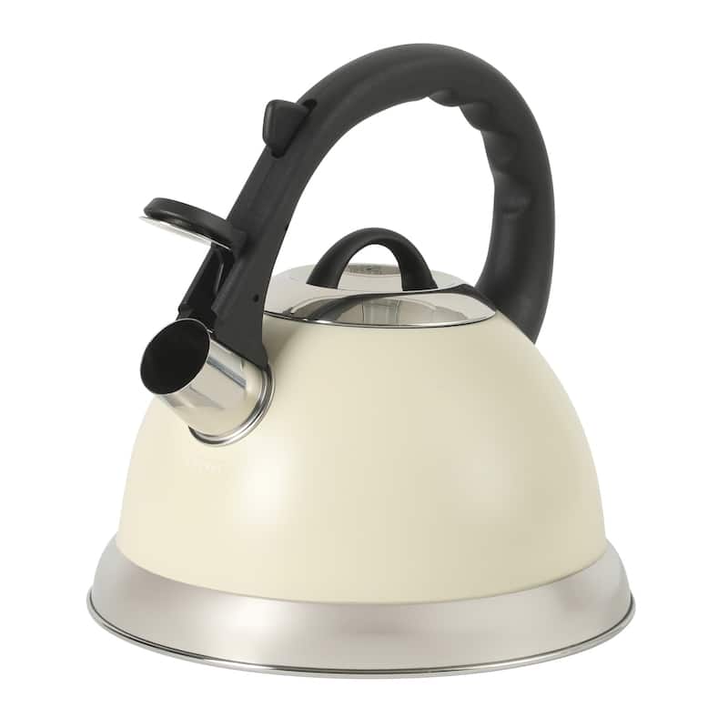 Oster Clarefield 2.4 Qt Whistling Tea Kettle with Lid, Heat-Resistant Nylon Handle and Knob, Stainless Steel Trim