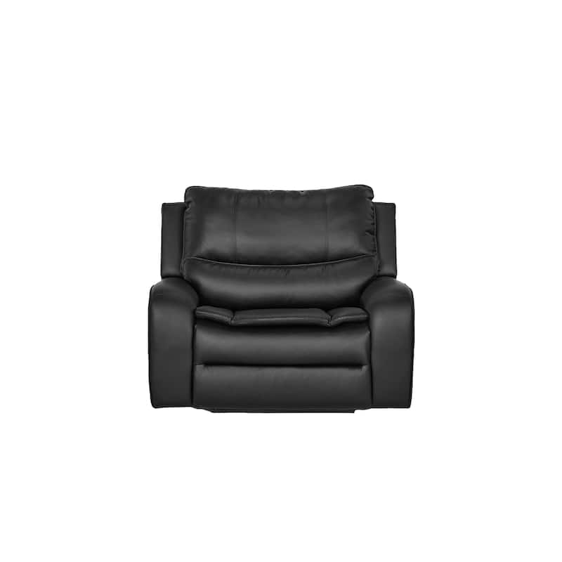 48.5" W Faux Leather Dual-Power Oversized Width Seat Recliner with USB & USB-C Charging, Ajustable Headrest - Black