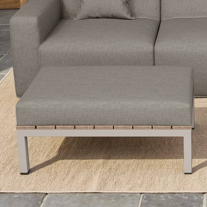 Outdoor No Assembly Patio Conversation Sets with Coffee Table, Ottoman - Dark Grey-Coffee Table