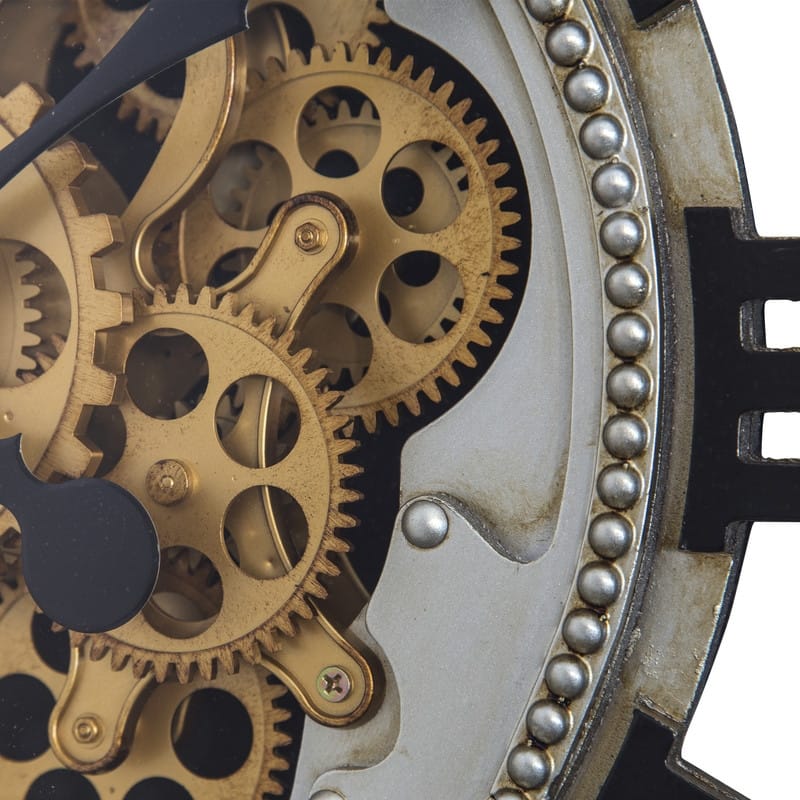Gold Gear Clock 23"D with Open Moving Gears