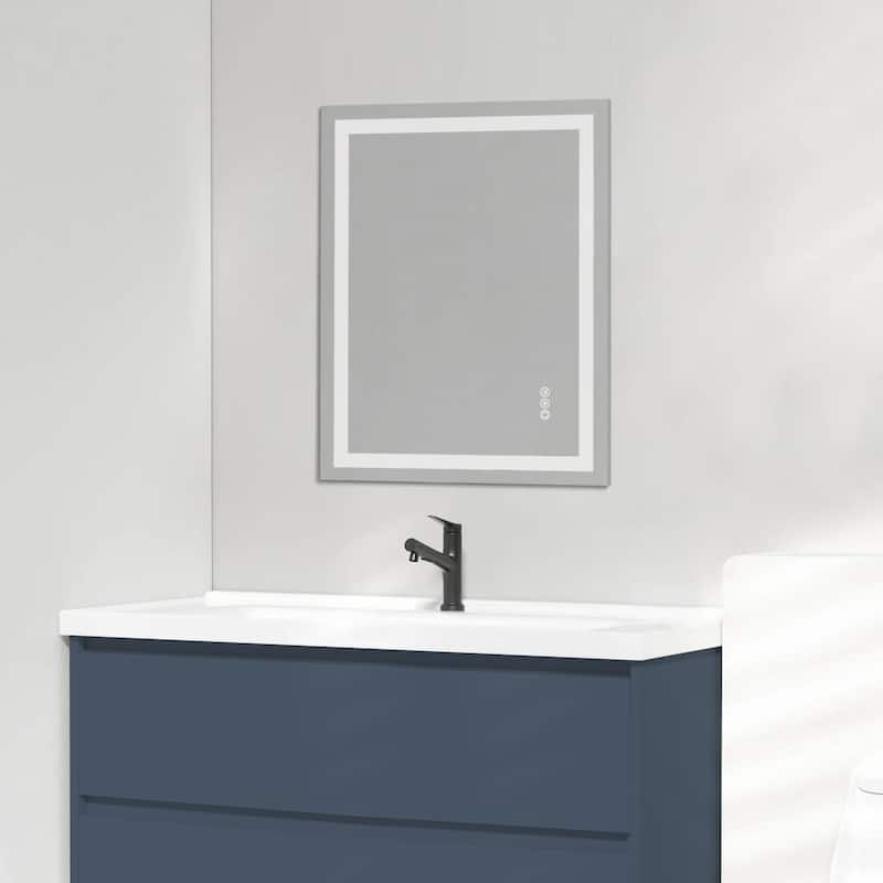 Topcraft Frameless Tempered Glass Mirror with Dual LED Strip Lighting
