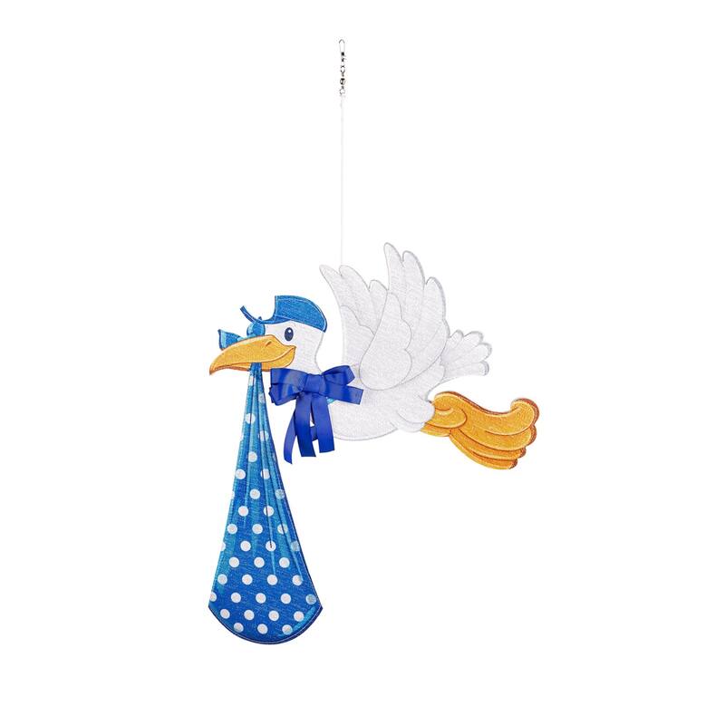 Stork with Special Delivery Shaped Wind Spinner - Blue