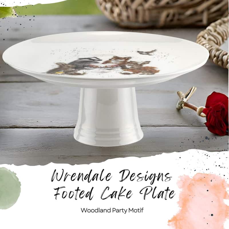 Royal Worcester Wrendale Designs Woodland Party Footed Cake Plate - 9.75 inch