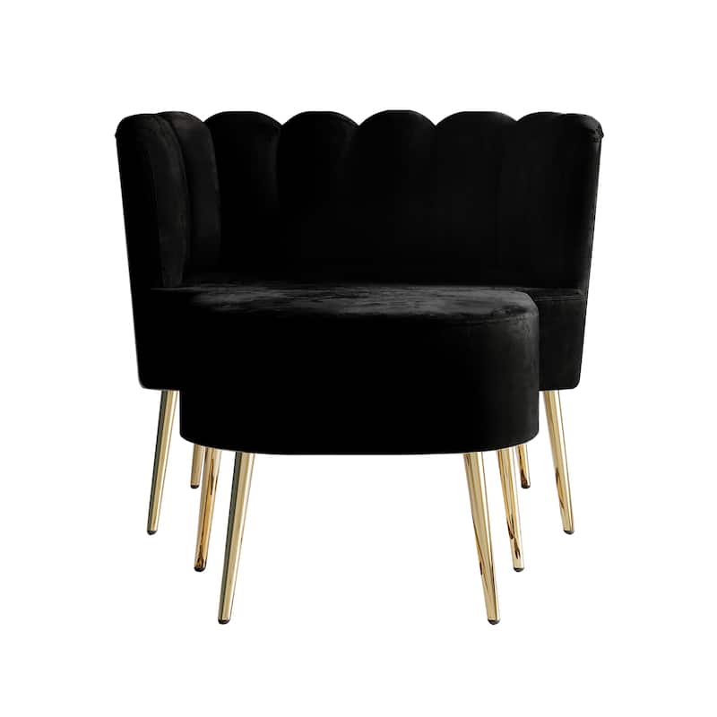 CraftPorch Luxurious Velvet Upholstered Accent Chair with Stool