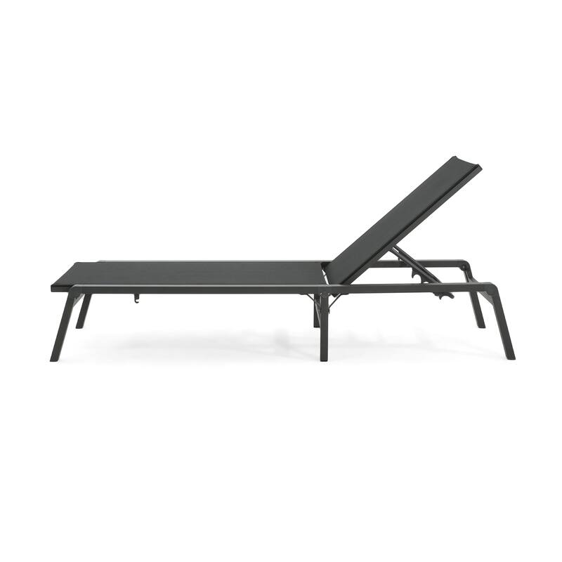 Outdoor Adjustable Chaise Lounge Folding Chair (Set of 2), Heavy-Duty Aluminum Frame Patio Lounge Chaise