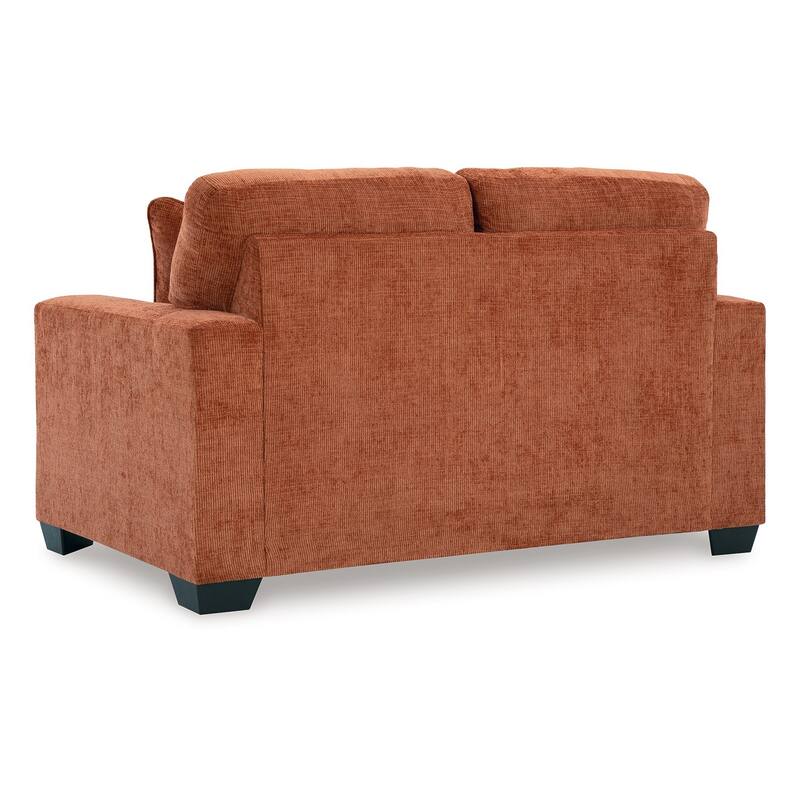 Avie Loveseat, 2 Accent Pillows, Burnt Orange Polyester, 62 Inch
