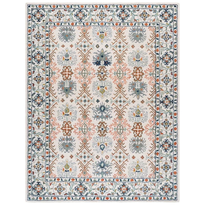 SAFAVIEH Handmade Aspen Gerjanne Boho Tribal Wool Rug - 11' x 15' - Ivory/Blue