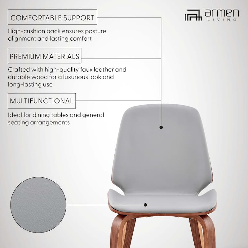 Brinley Walnut or Black Wood Upholstered Dining Chair