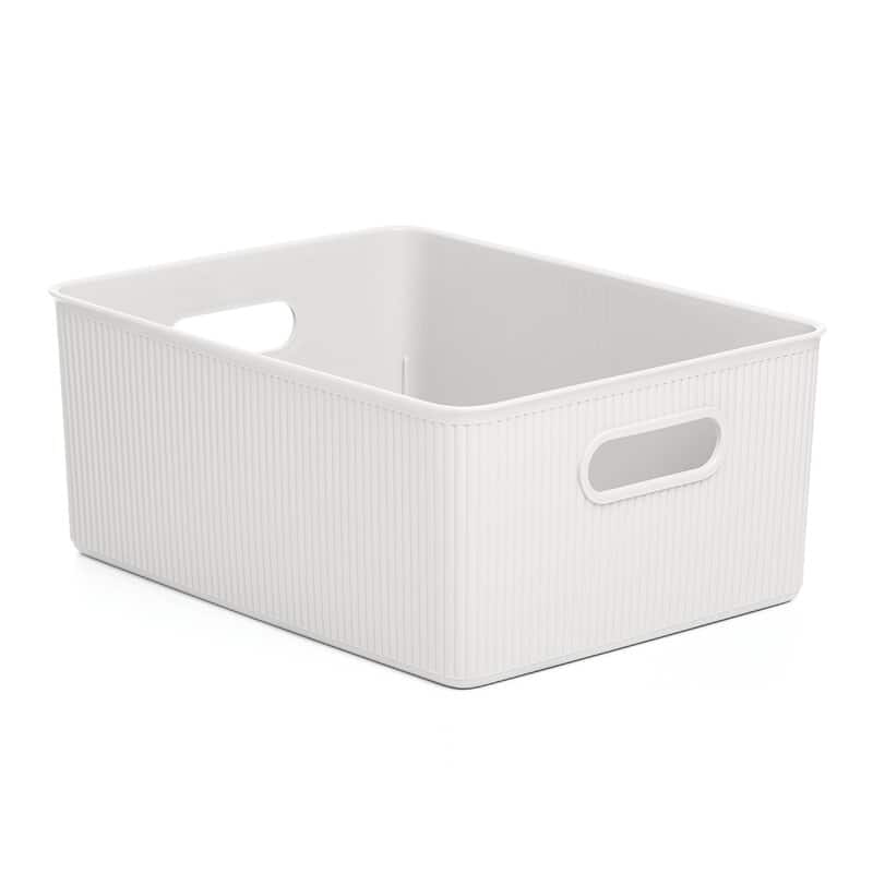 15 L Ribbed Storage Bin - White