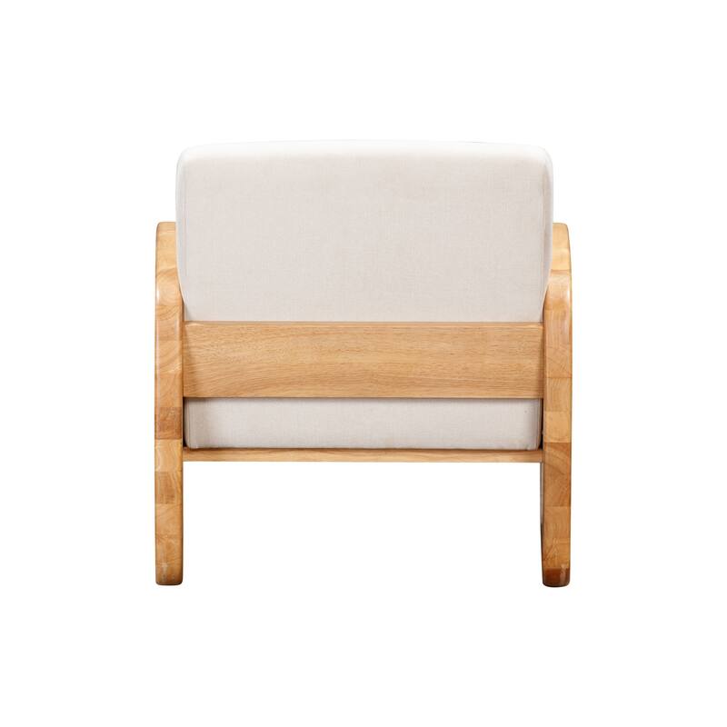 HomeRoots 24" White And Natural Linen And Wood Arm Chair - 28.54' X '27.95' X '23.94