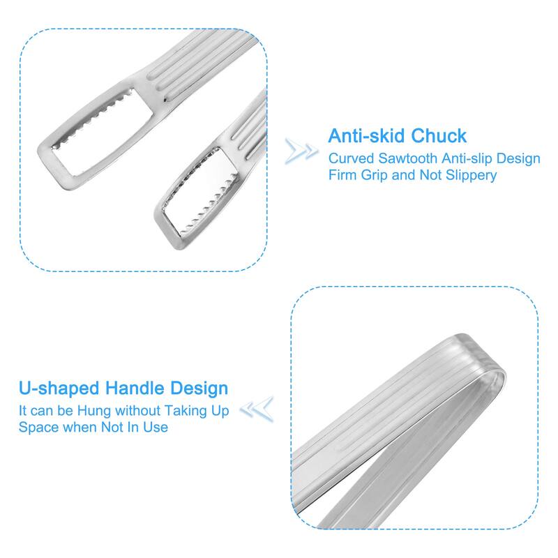 Serving Tongs, 2pcs 6.5 Inch Stainless Steel Ice Tong, Mini Sugar Tongs - Silver