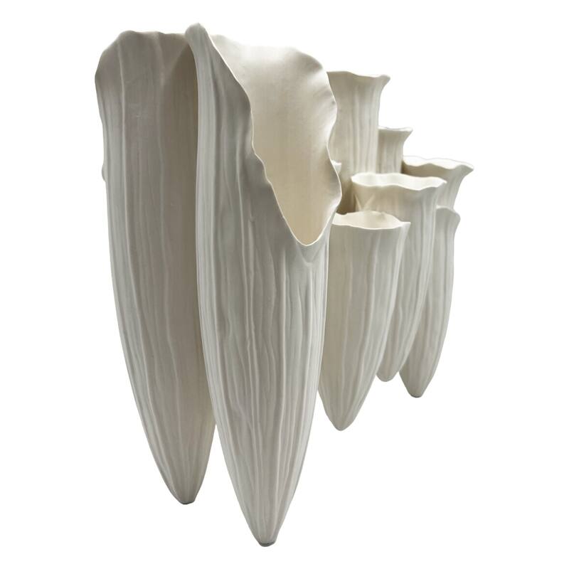 13 Inch Wide Modern White Ceramic Vase