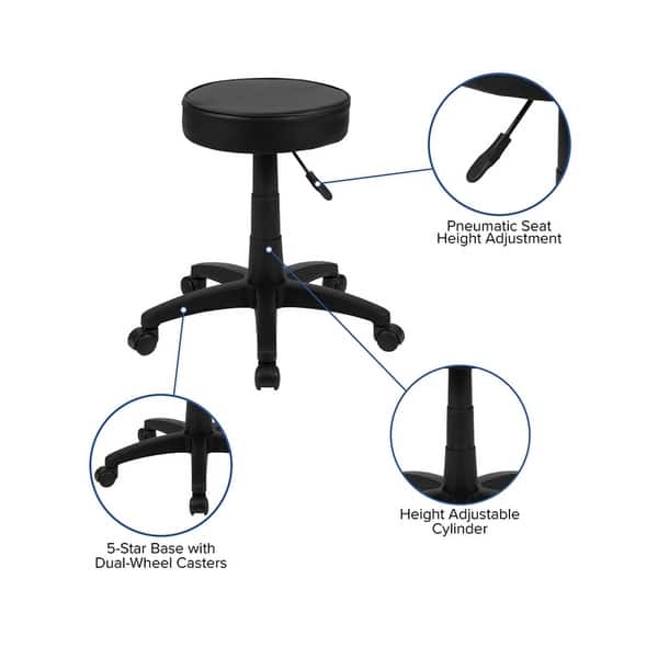 shop stool with backrest and wheels