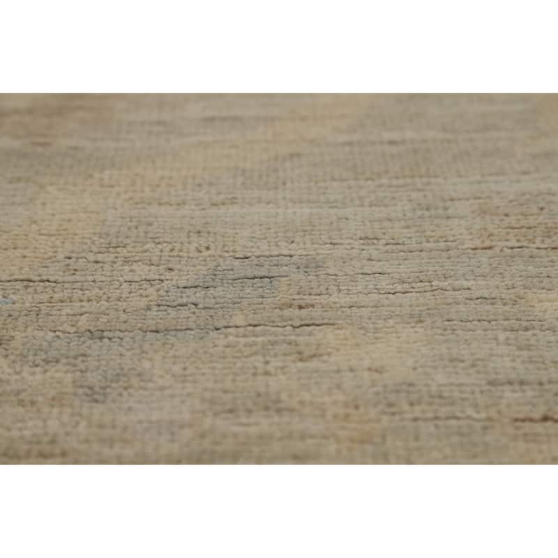 Vegetable Dye Oushak Turkish Large Rug Handmade Beige Wool Carpet - 10'0"x 13'9"