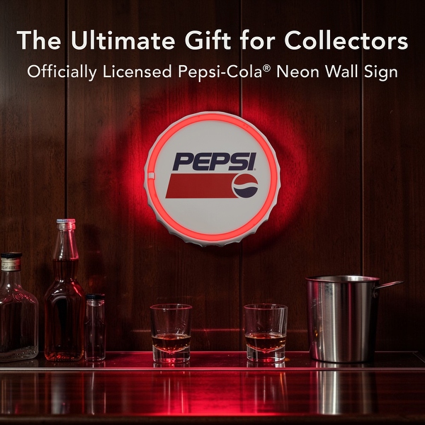 Pepsi LED Neon Sign, Round Scalloped Bottle Cap, Retro Logo - On